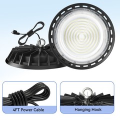 200W UFO LED High Bay Light – 10 Pack, Ideal for Factories/Gyms/Barns/Warehouses