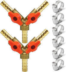 3 Way Shut off Ball Valve 5/16″ ID Hose Barb Brass Y Shaped Ball Valve 2 Switch