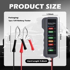 12V Car Battery Tester Automotive Battery Alternator Tester with LED Indicator