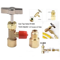 R134a A/C Can Tap With Tank Adapter For 1/4″ And 1/2″ AC Charging Hoses