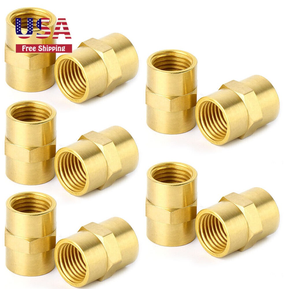 10PCS Pipe Fitting Coupling 1/4” x 1/4” NPT Female Pipe Hex Head Adapter