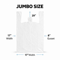 Bags Multi Purpose 17″ x 8″ X 29″ Plastic White Jumbo T-Shirt Shopping Grocery