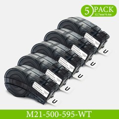 5PCS Label Cartridge For M21-500-595-WT BMP21-PLUS / Lab Black/White 1/2“