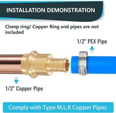 Plumbing Fittings 1/2/Press X 1/2/Pex Copper and PEX Crimp Coupling Adapter 5…