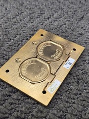 Hubbell S3825 SCRUBSHIELD Brass Duplex Flap Floor Box Cover Rectangular