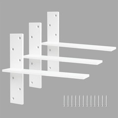 Floating Shelf Bracket 3/8″ Thick Heavy Duty Shelf Brackets White 3 Pack Free…