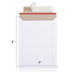 100 – 6×8 9×11.5 White Rigid Stay Flats Self-Seal Cardboard Envelope Mailers