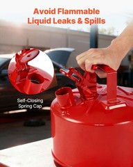 VEVOR Safety Gas Can 2.5 Gallon Type I Red Gas Can with Flame Arrester & Funnel