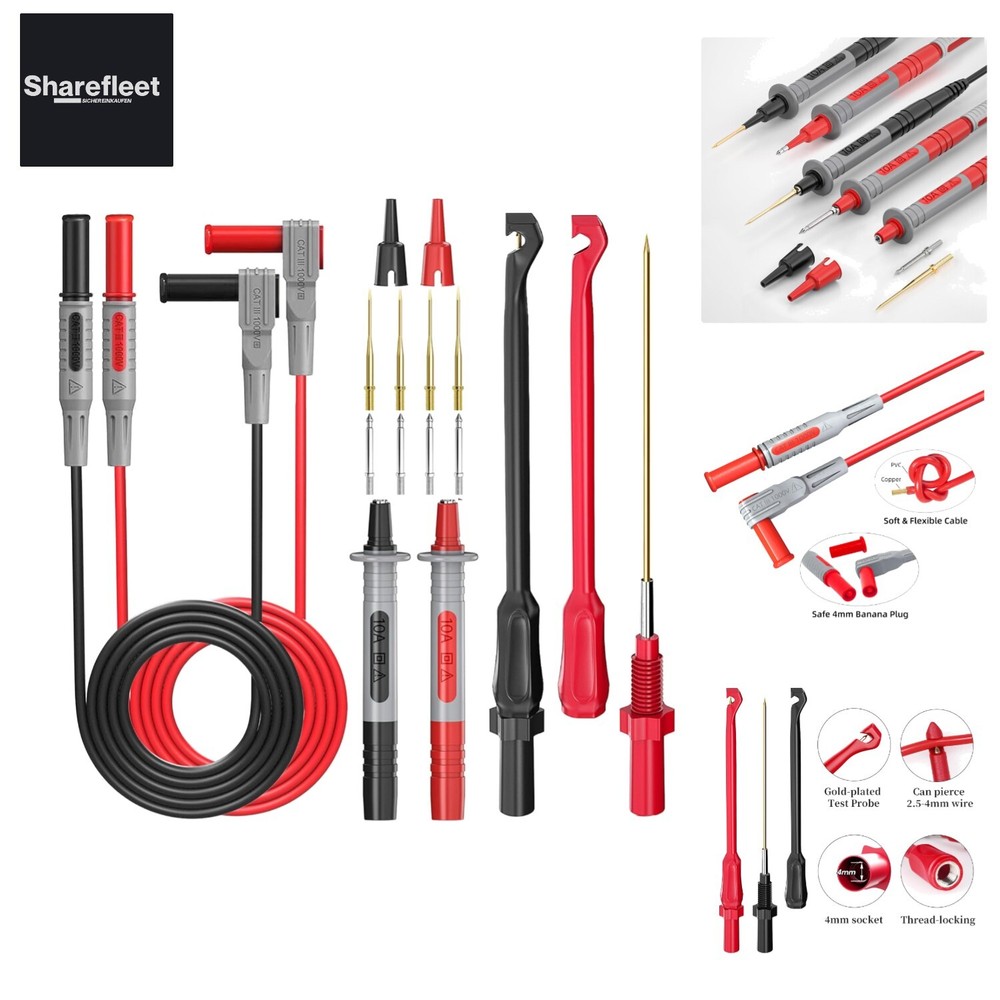 Cleqee Multimeter Automotive Test Leads Kit with Wire Piercing Clip Puncture Prob…
