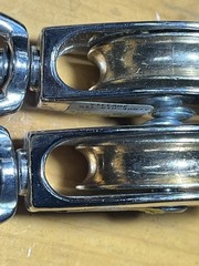 PAIR 2″ single pulley nice chrome WLL 55LBS(25KG) NEVER USED , NOS,MARINE?