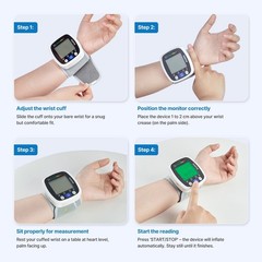 RENPHO Blood Pressure Monitor Wrist Rechargeable Heart Rate Machine Large Displa