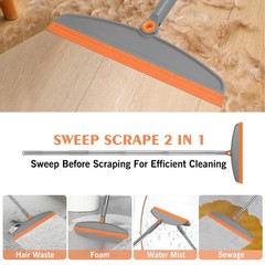 Multifunction Silicone Broom, 54 Inch Long Handle Floor Gray Orange