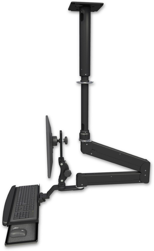 ICW Elite 6220 double arm LCD drop-ceiling mount with 24″ adjustment and tray