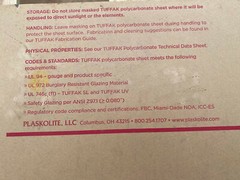 1/2 inch Thick Clear Polycarbonate Sheet Cut to Size (TUFFAK) Priced Per Sq/Ft.