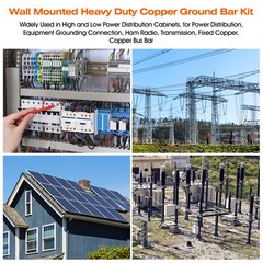 24″ Ground Bar Kit,4” Wide Heavy Duty Ground Bars Copper Bus Bar