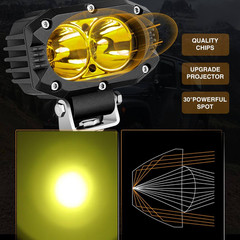 4″ 180W Yellow LED Work Light Pods Flood Beam for ATV UTV Truck SUV Fog Driving