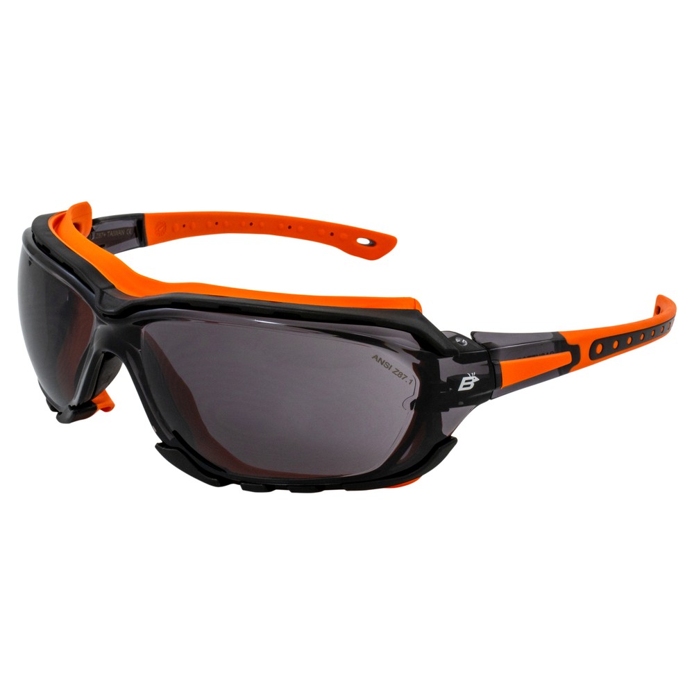 Birdz Eyewear Gasket Safety Padded Motorcycle Riding Glasses Orange w/Smoke Lens