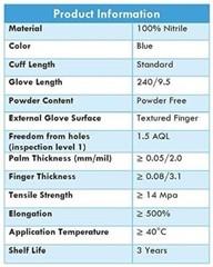Kingfa Blue Nitrile Medical Gloves FDA Powder & Latex Free Disposable 3 mil