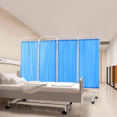 Blue Medical Privacy Screen Waterproof Oxford Cloth Privacy Screen With 8 Wheels
