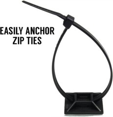 1″ Self Adhesive Black Cable Zip Tie Mounts 200pcs Management Organizer Squares