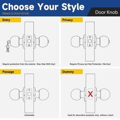 6 Pack Keyed Entry Door Knob with Lock and Key, Exterior and Interior Door Kn…
