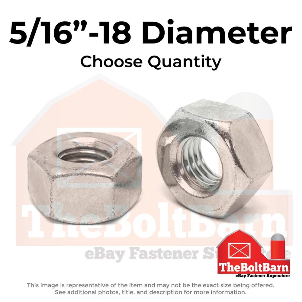 5/16″-18 Stainless Steel Heavy Hex Nuts (Choose Qty)