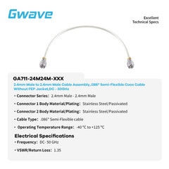 2.4mm Male to 2.4mm Male .086″ Semi-flexible Coax Cable, DC-50GHz