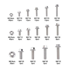 M5 M6 M8 Flanged Bolts and Nuts Kit 240 PCS Stainless Steel Metric Assortment