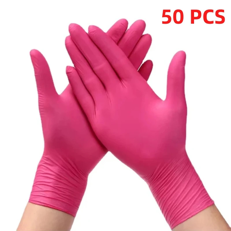 Fuchsia Nitrile Disposable Gloves 20/50/100PCS Pink Latex Free Cleaning