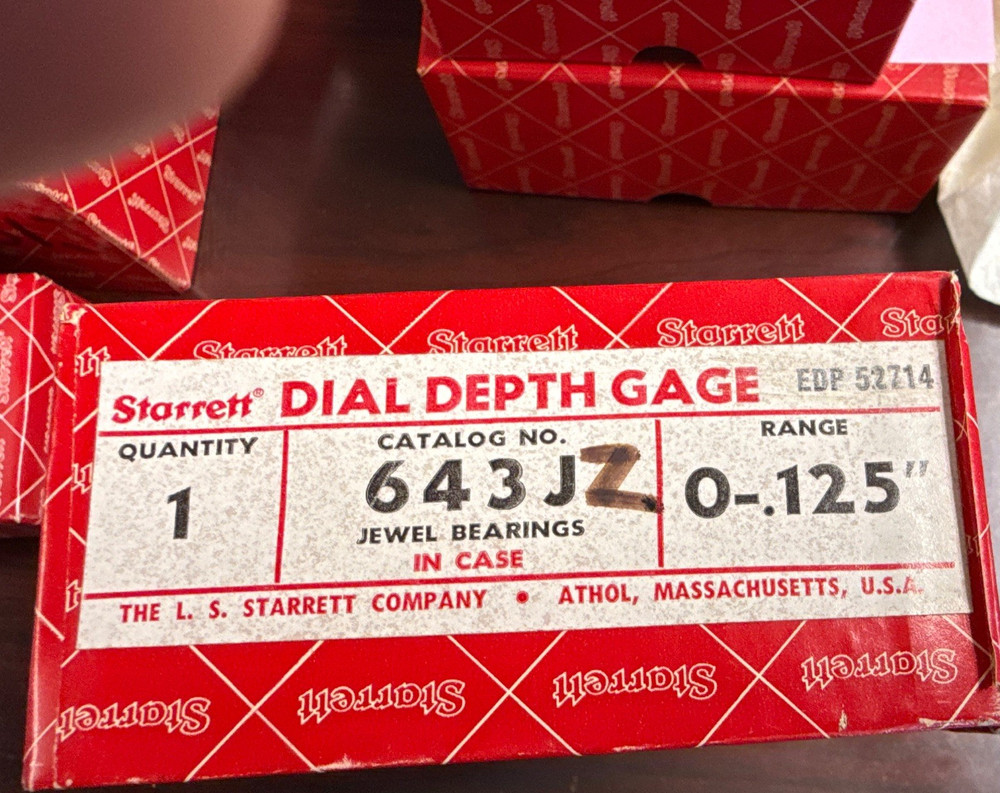 Starrett Dial Depth Gage 643JZ No. 643 0-0.125 in Range in Case 64312