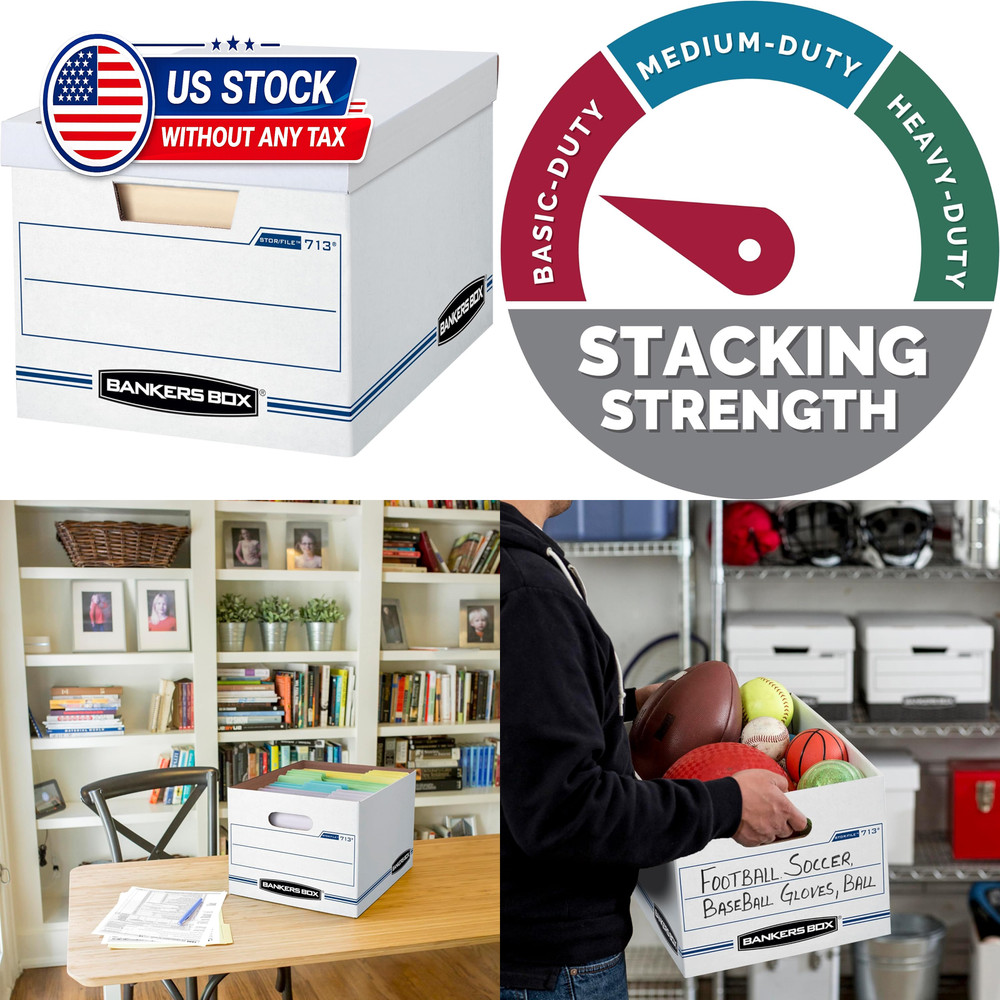 Bankers Box 12-Pack Basic-Duty File Storage Box with Lid, Letter/Legal | Tame