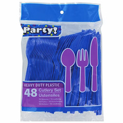Dark Blue Plastic Utensils, 48-ct. Bags