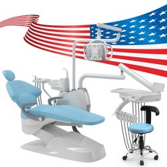 Dental Unit Chair Ergonomic DC Motor Computer Controlled Hard Leather with Stool