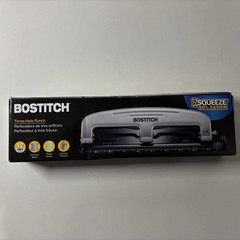 Bostitch Office 3 Hole Punch, 12 Sheet Cap, Metal, Rubber Base, Easy-Clean T