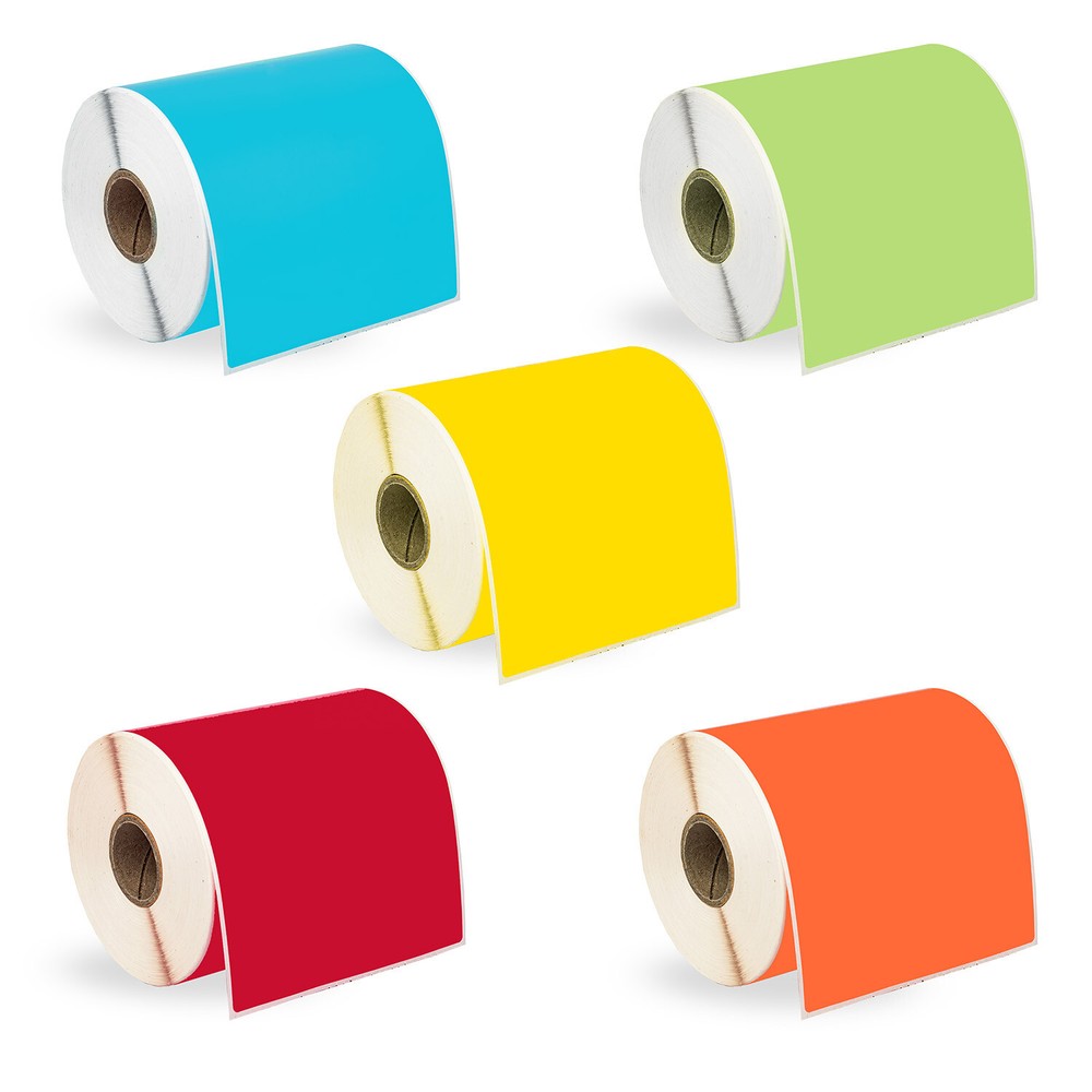 ZEBRA 4×6 COLOR COMBO Labels 1″ Core 5 Rolls:1 ea RED GREEN YELLOW BLUE ORANGE