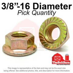 3/8″-16 Grade 8 Serrated Flange Whiz Lock Nuts Coarse Zinc Yellow (Pick Qty)
