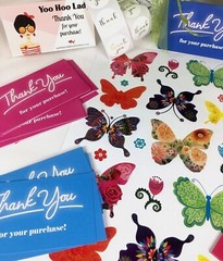144x Business Thank You Cards Small Business, Butterfly Stickers Variety Pkg