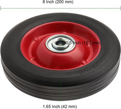 PINGEUI 4 PCS 8 Inch Solid Rubber Tire, Flat Free Solid Rubber Wheels, Hand Truc