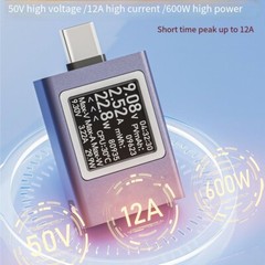 HDC 085C USB C Tester Meter 4 5~50V 0~12A High Compatibility Voltage Current