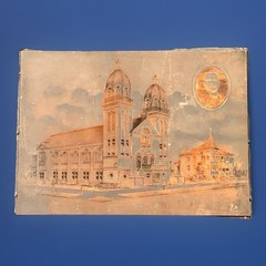 Vintage Copper Printing Plate Catholic Church Portrait Letterpress Block Joliet