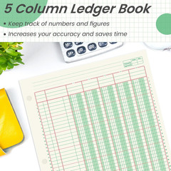 2 Pads 100 Sheets Columnar Analysis Pad 3 Hole Punch Accounting Ledger Book 8-1/