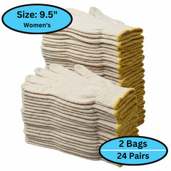 24 Pairs – Small Women’s Cotton Blended String Knit Gloves – Tan