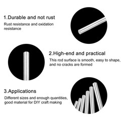 5 Pack 304 Stainless Steel Round Rods 5mm x 450mm Solid Shaft Rods