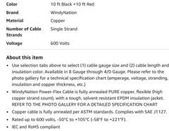 Six 1/0 AWG 0 Gauge Copper Battery Cable (14″) & Copper Lugs – Solar/Inverter