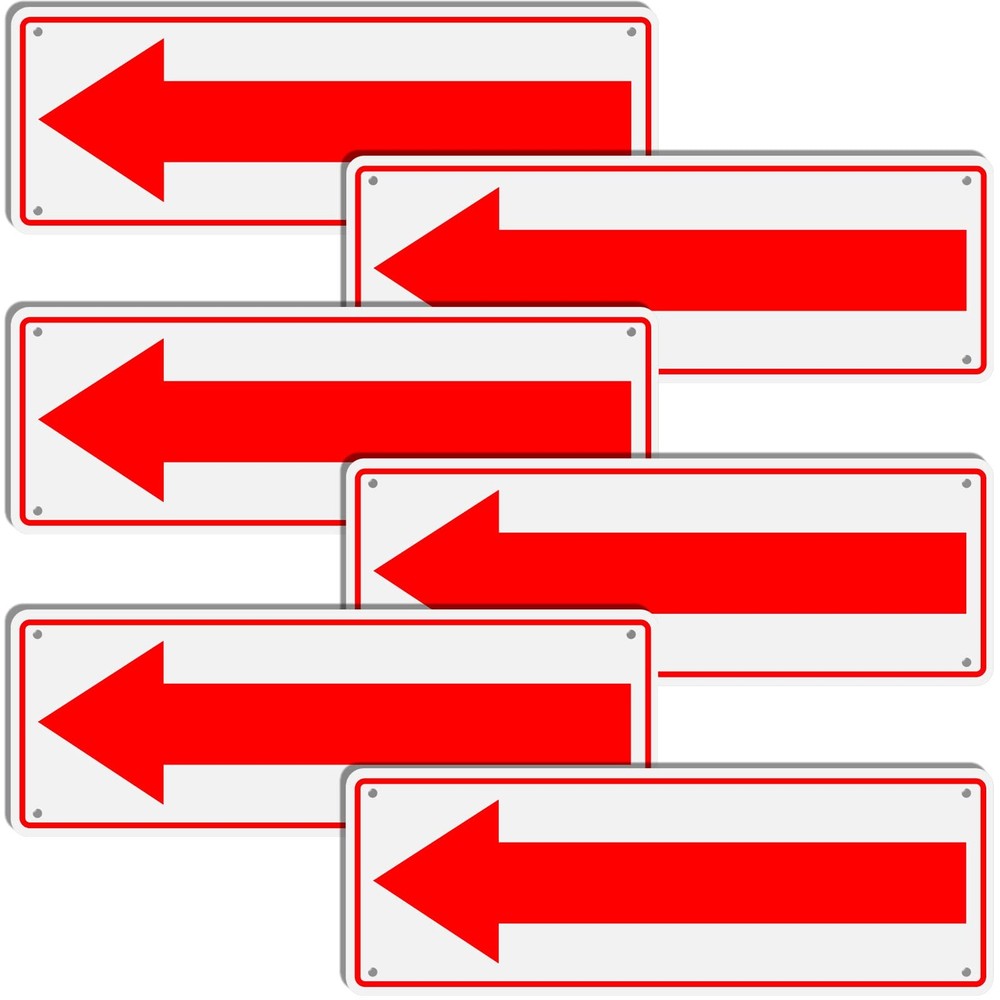 6 Pack Aluminum Reflective Arrow Sign Road Metal Left Arrow Sign for Direction