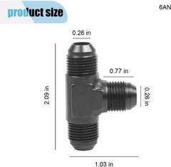 Black Anodized Aluminum 6AN Male Flare Tee Fitting Adapter, Quick Co Size: 6AN