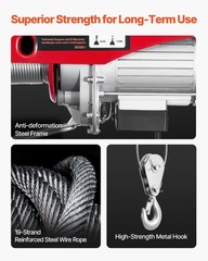 Compact 1150W Wireless Hoist for Efficient Lifting – 40ft Height for Factories