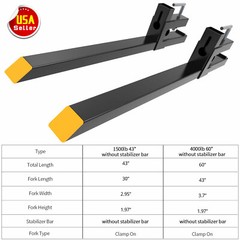43″ 60″ Tractor Pallet Forks Skid Steer Loader Bucket Clamp Forks 1500lb 4000lbs
