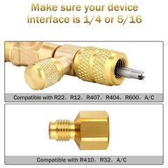 HVAC Valve Core Remover Installer Tool Dual Size SAE with 1/4 5/16 Port Nut
