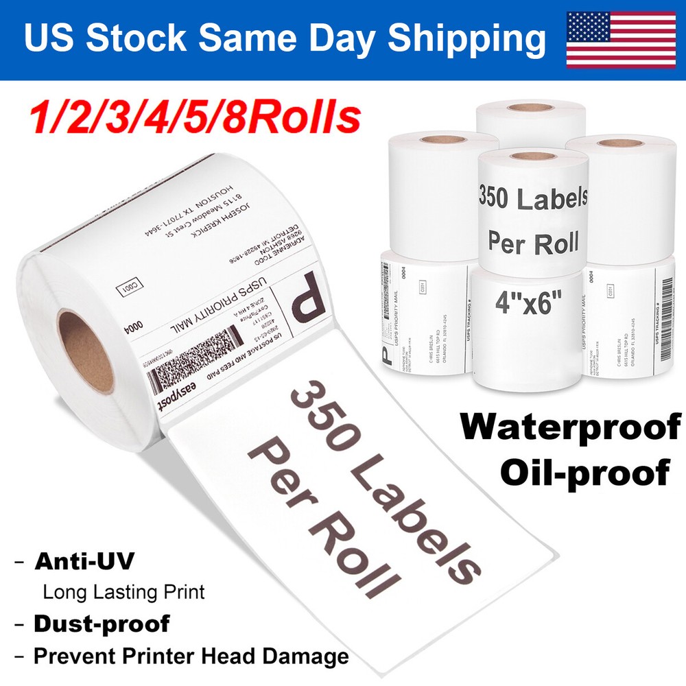 350 Labels/Roll 4″ x 6″ Thermal Shipping Labels Self Adhesive Blank Label Paper
